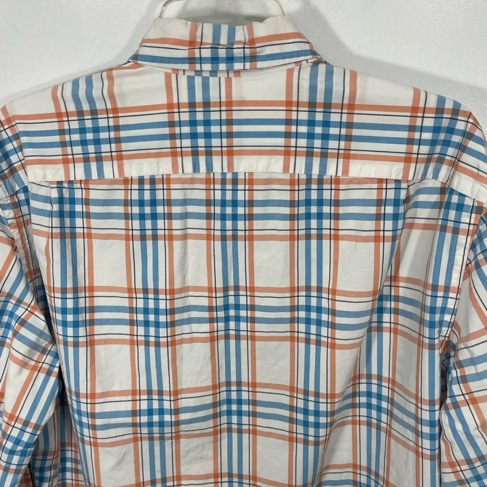 J. Crew Men's Casual Plaid Shirt in Blue and Orange Size Large CB-